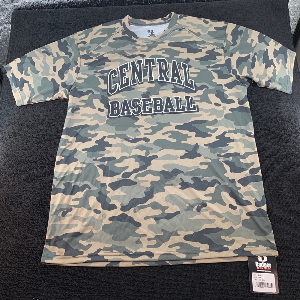 Badger‎ Sport Central Baseball Camo Athletic T-Shirt Size L